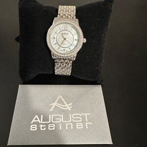 August Steiner Silver-Tone Crystal Watch